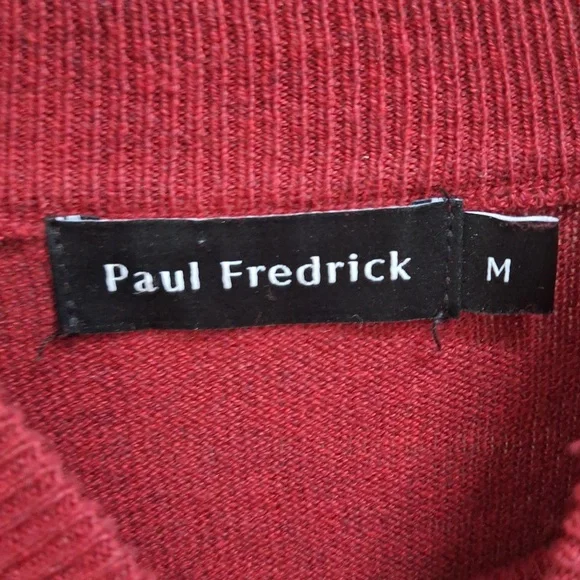 Paul Fredrick Cashmere/Silk Blend Red/Black Heathered Mockneck Sweater. Sz Med. - Picture 8 of 9